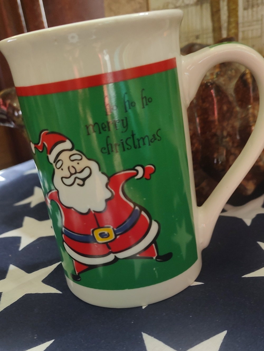 Festive Santa Christmas Mug - Green and Red